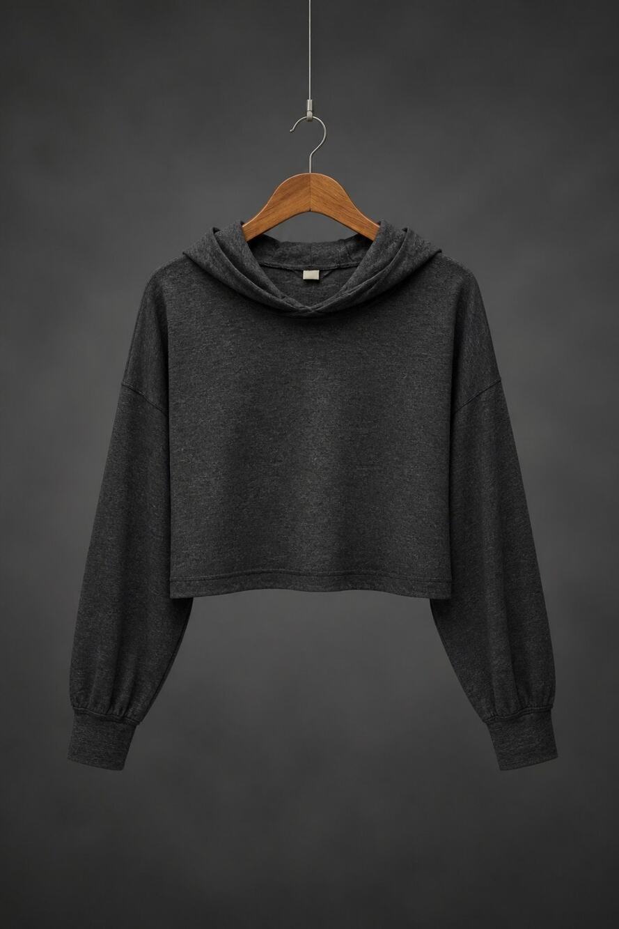 We The Free Cropped Cowl Neck Long Sleeve Shirt Black Size Small Free People
